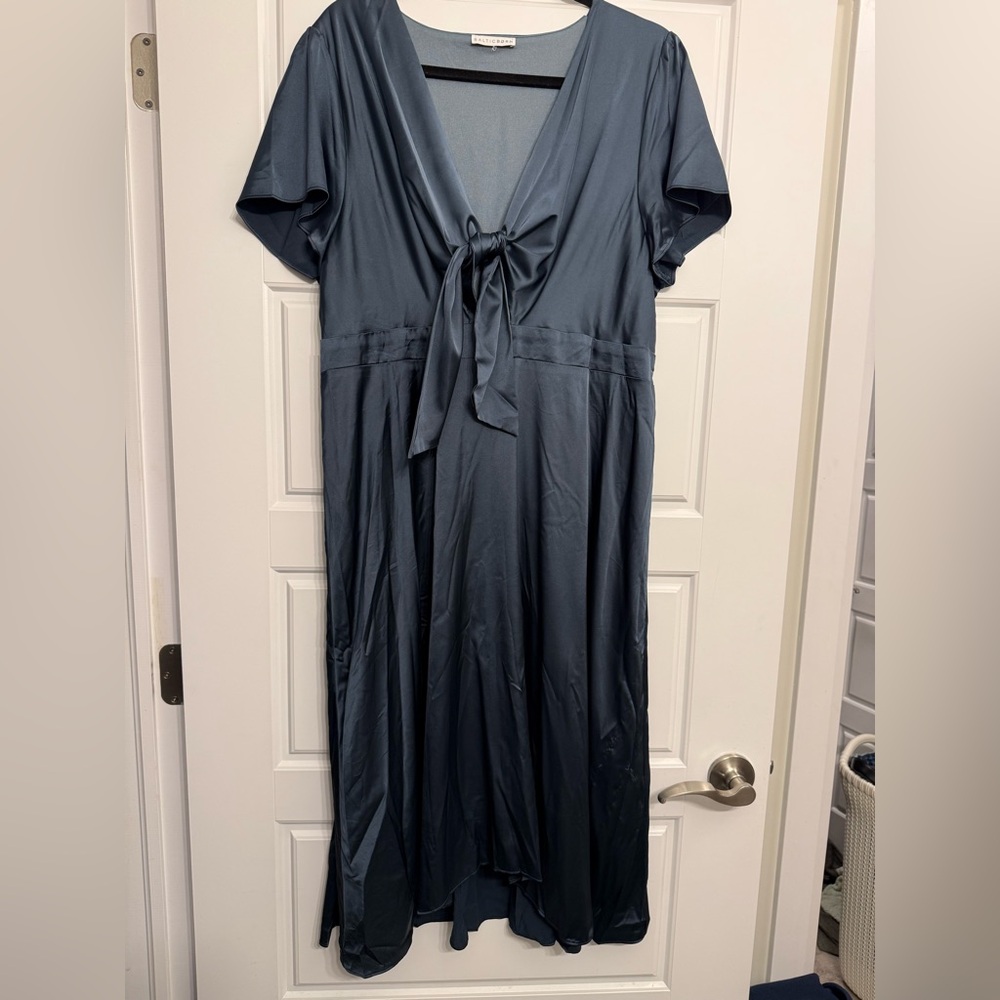 Blue Baltic Born Poppy Satin Tie Front Dress
